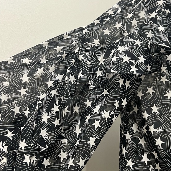 TopShop Star Print Sheer Blouse with Ruffled Sleeves - Picture 6 of 9